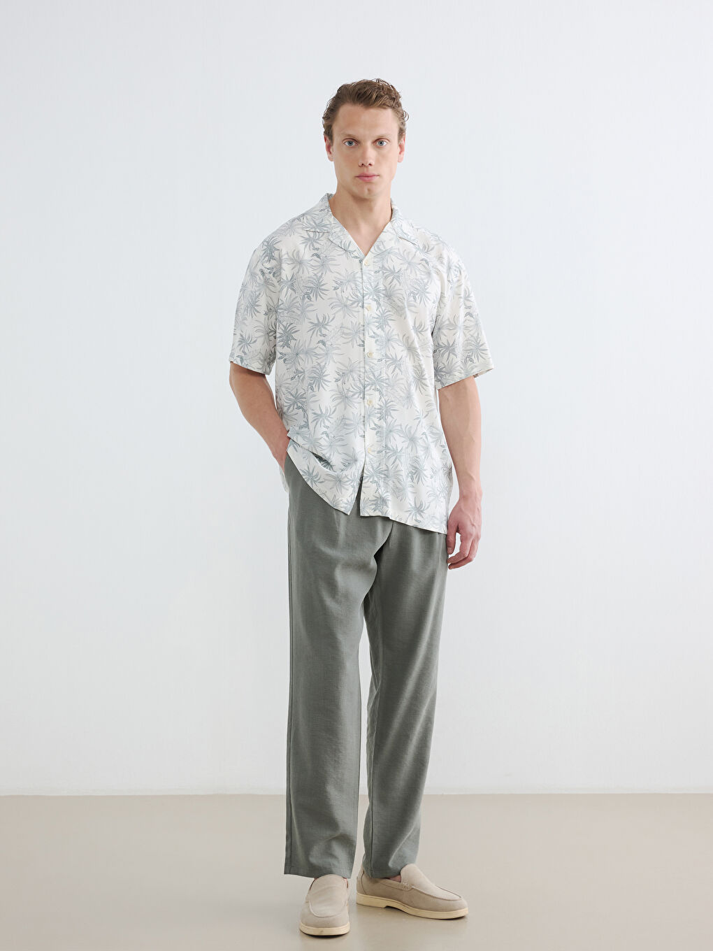 Regular Fit Linen-Look Men's Trousers