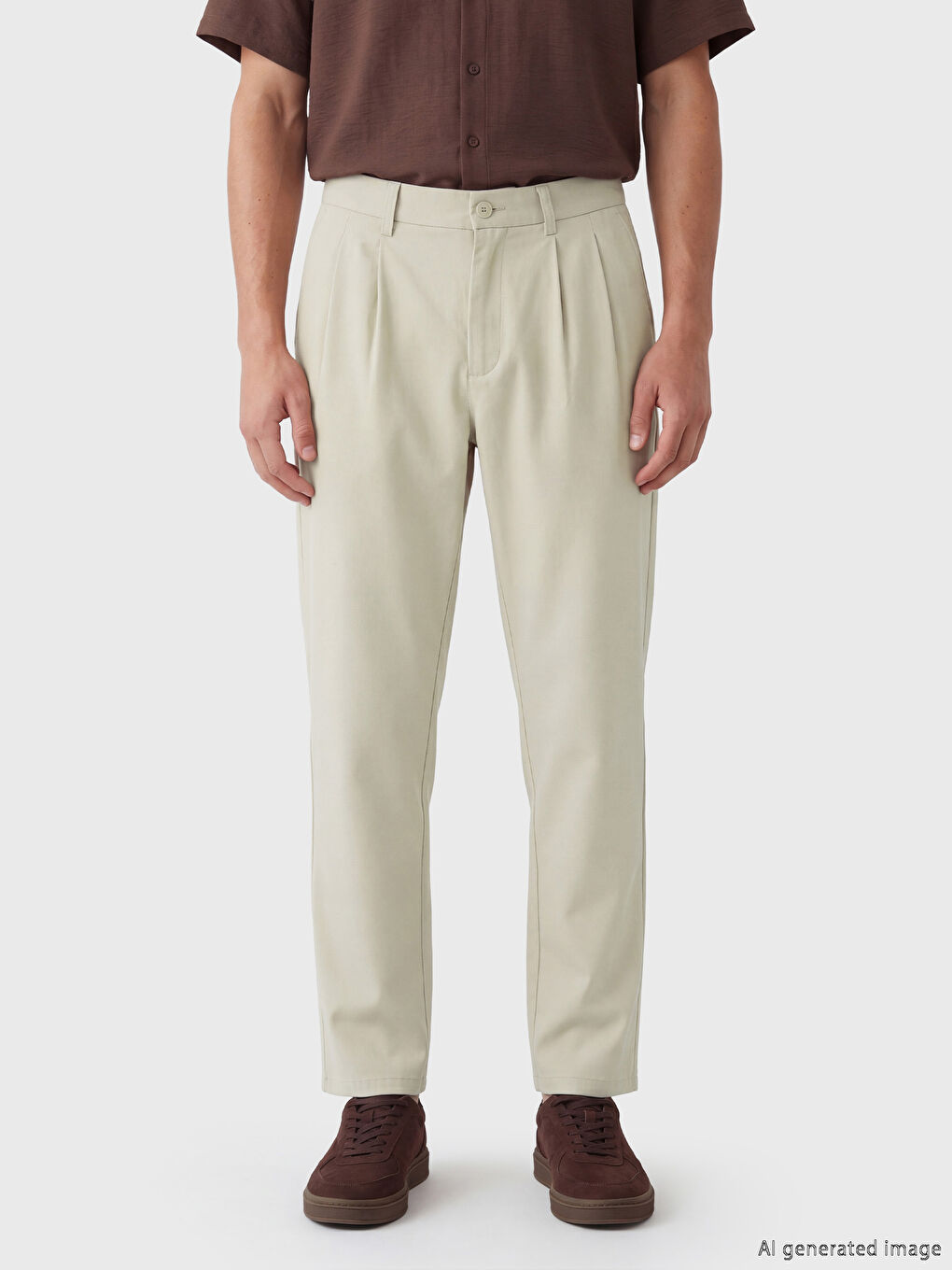 Regular Fit Men's Pleated Fabric Trousers-1
