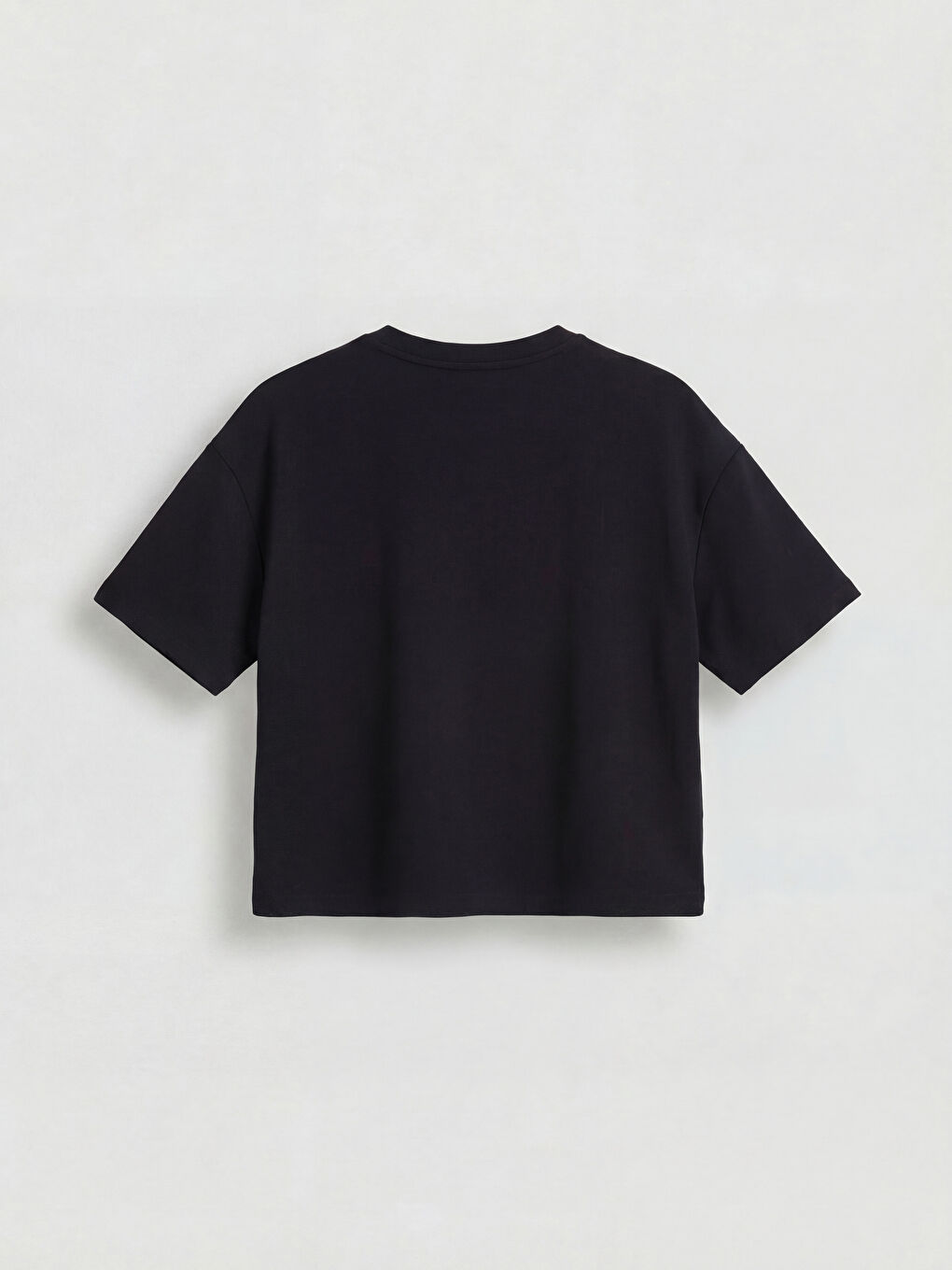 Siyah Bisiklet Yaka Soft Touch Kadın Tişört-1