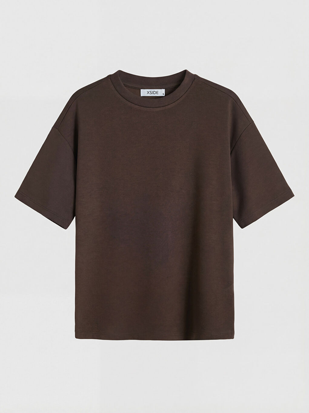 Kahverengi Bisiklet Yaka Soft Touch Kadın Tişört