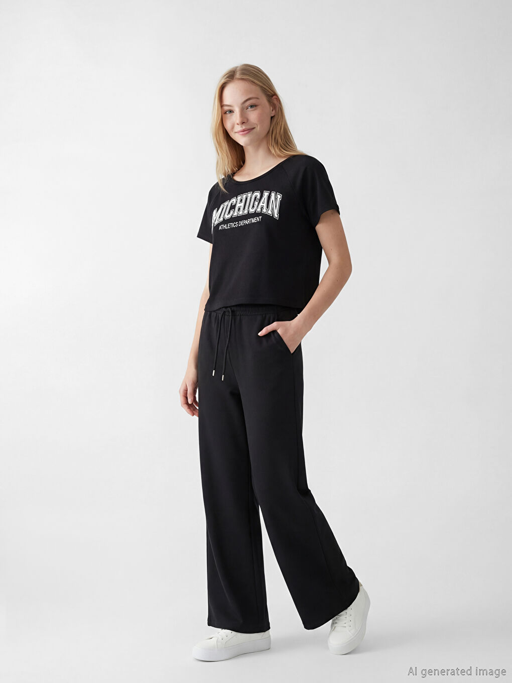 Ženska majica sa širokim izrezom i štampom-1