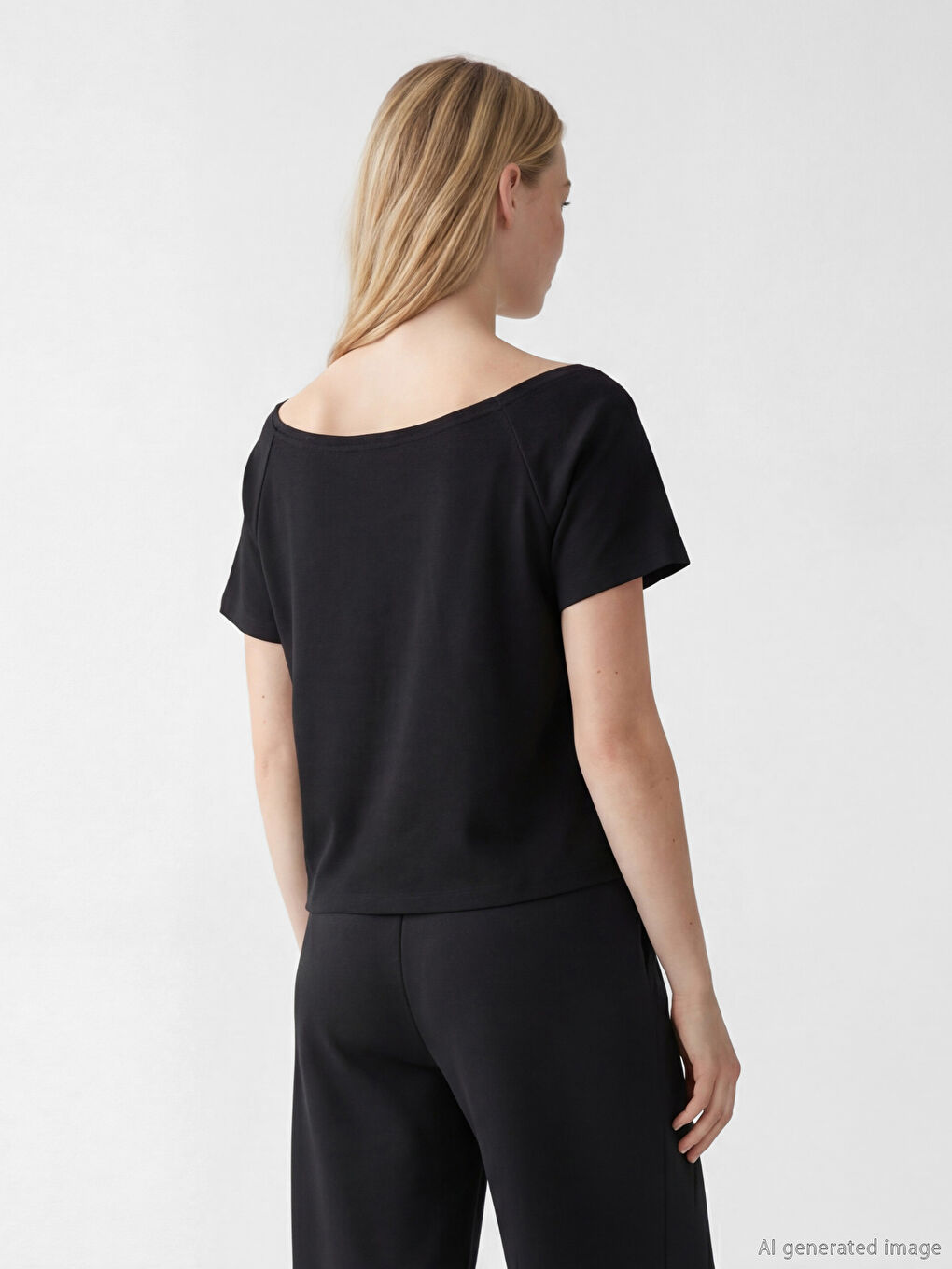 Ženska majica sa širokim izrezom i štampom-3