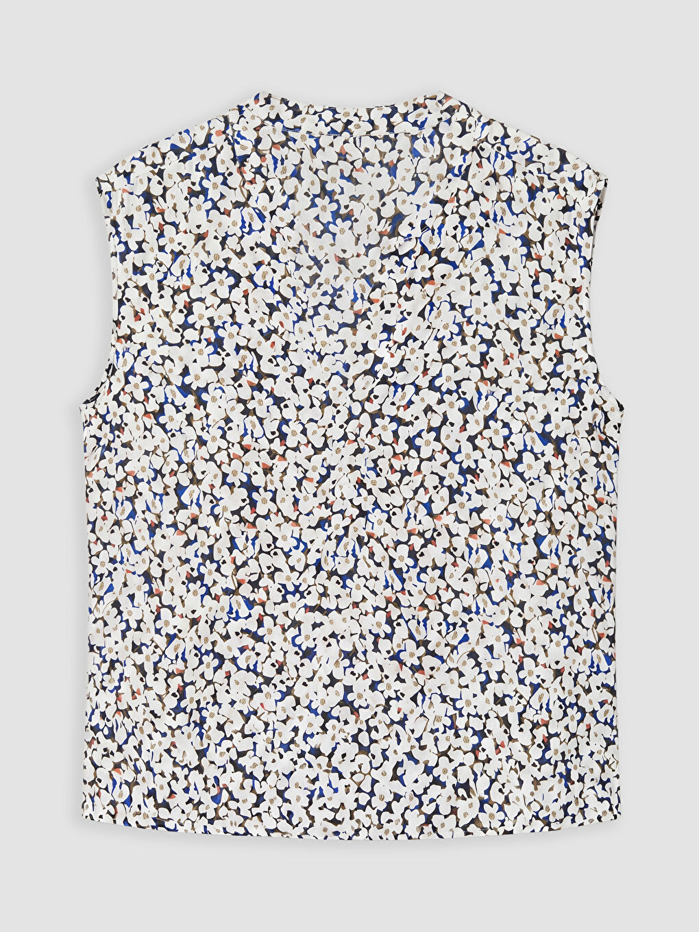 Mavi Kaçık Yaka Çiçekli Bluz-1