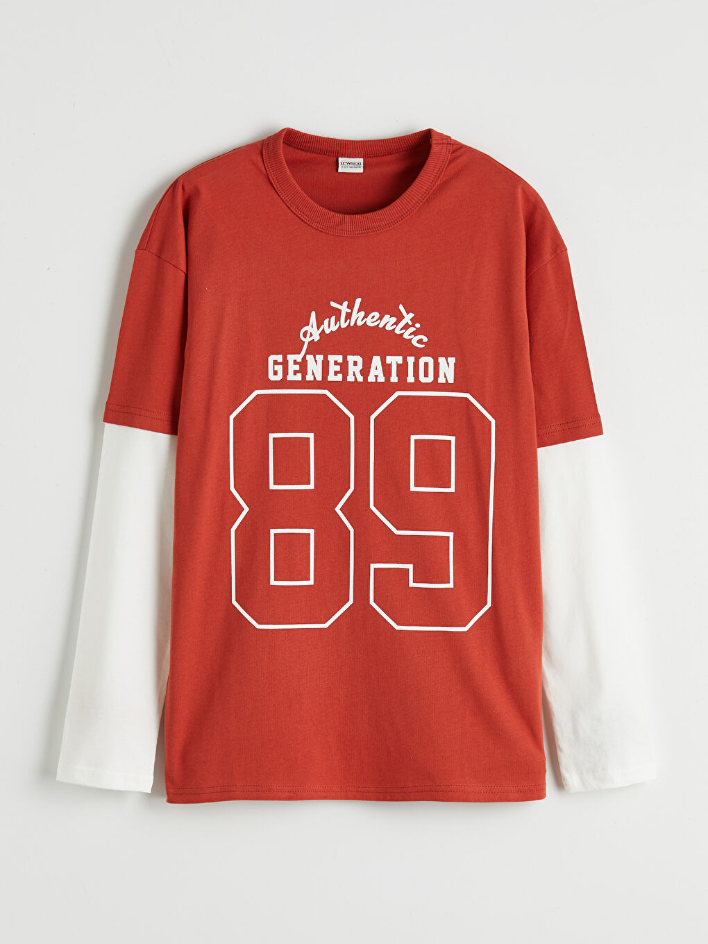 Turuncu Bisiklet Yaka Uzun Kollu Baskılı Erkek Çocuk Tişört