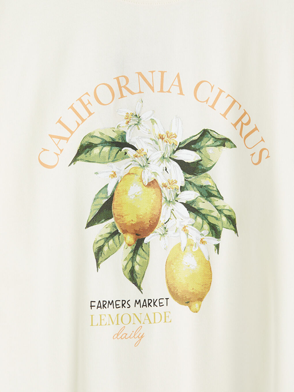 Bej California Baskılı Oversize Kadın Tişört-6