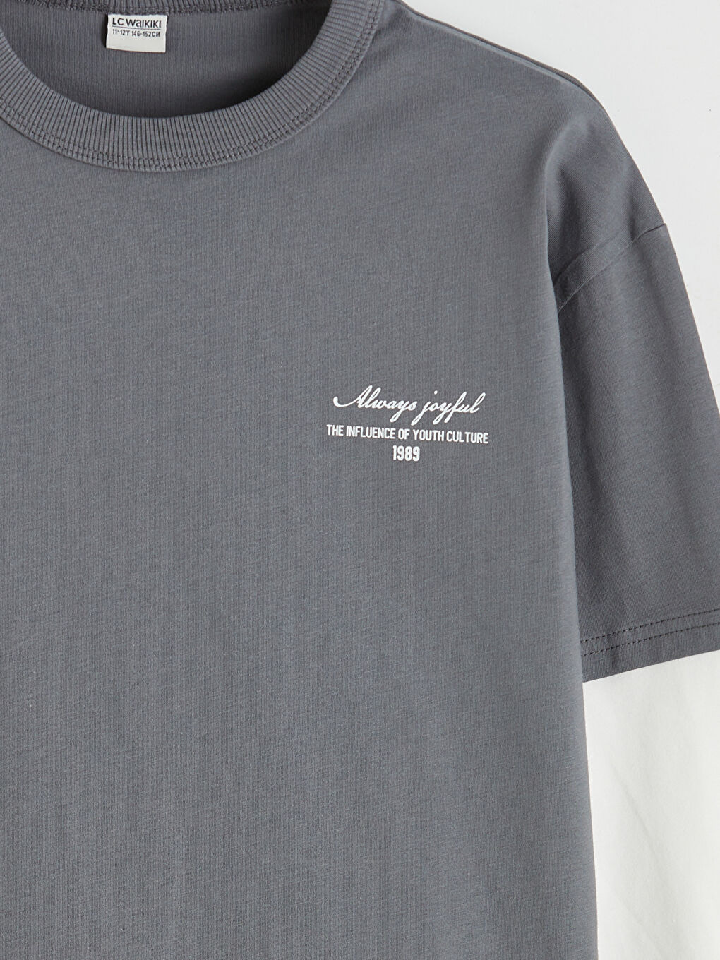 Gri Bisiklet Yaka İçten Uzun Kollu Erkek Çocuk Tişört-2