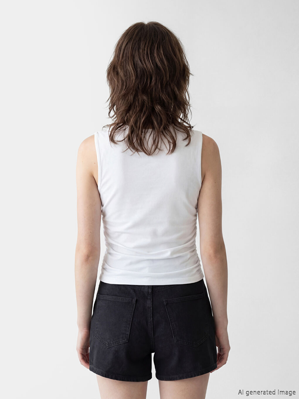 Beyaz Kare Yaka Büzgülü Bluz-2