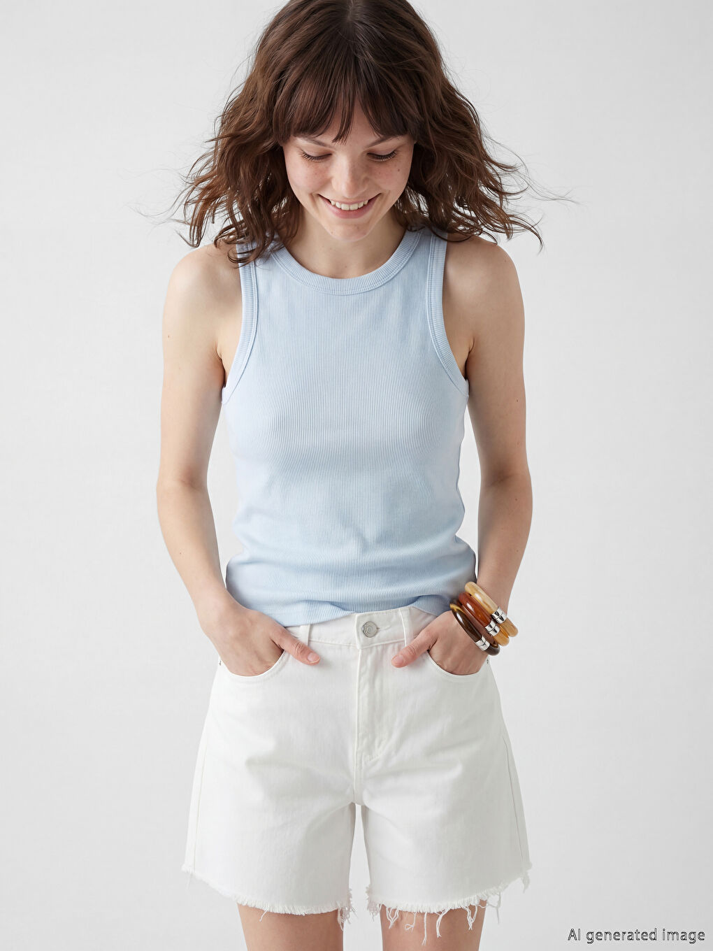 Mavi Bisiklet Yaka Kadın Atlet