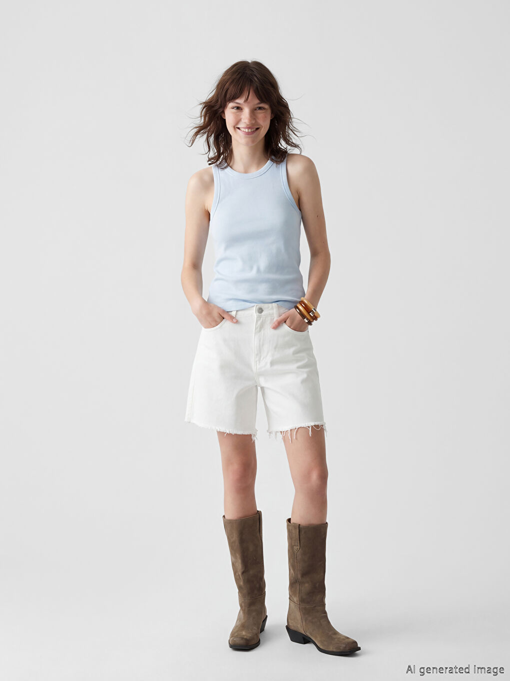 Mavi Bisiklet Yaka Kadın Atlet-1