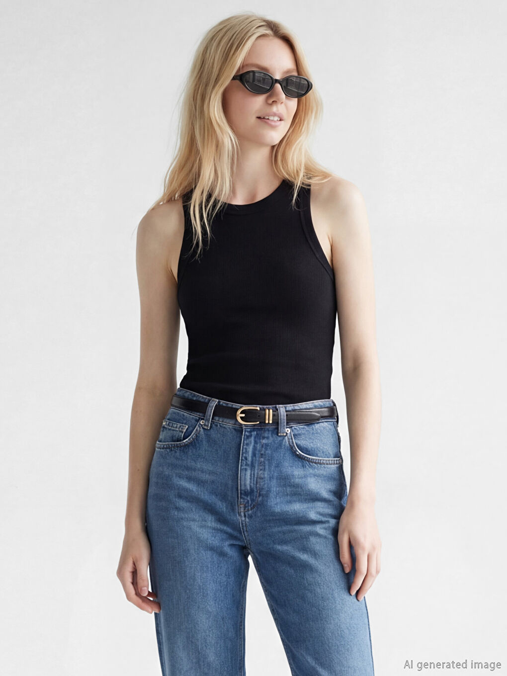 Siyah Bisiklet Yaka Kadın Atlet