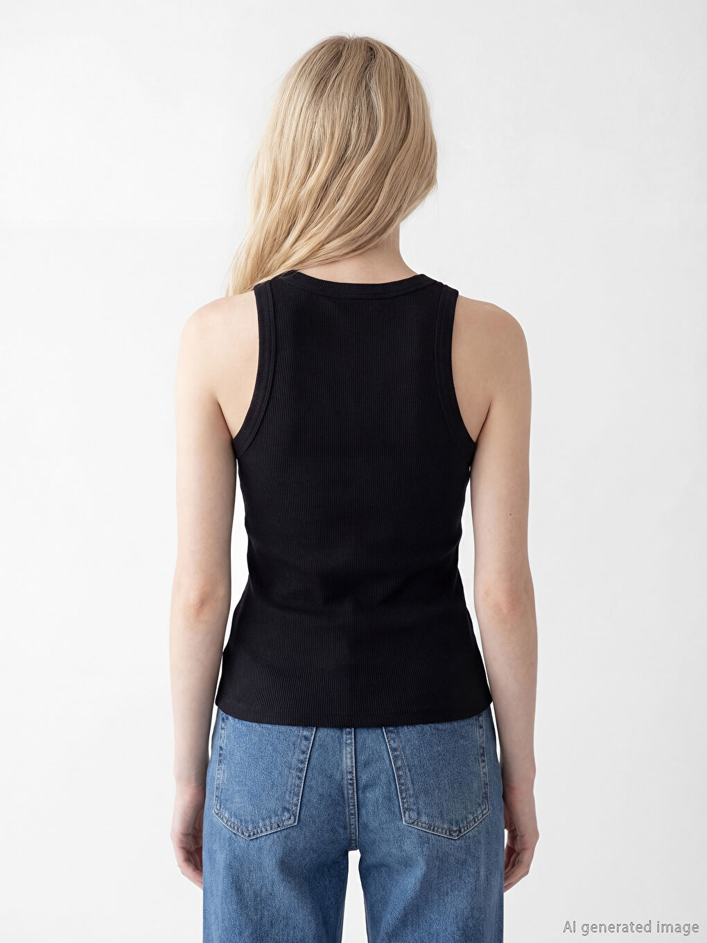 Siyah Bisiklet Yaka Kadın Atlet-3