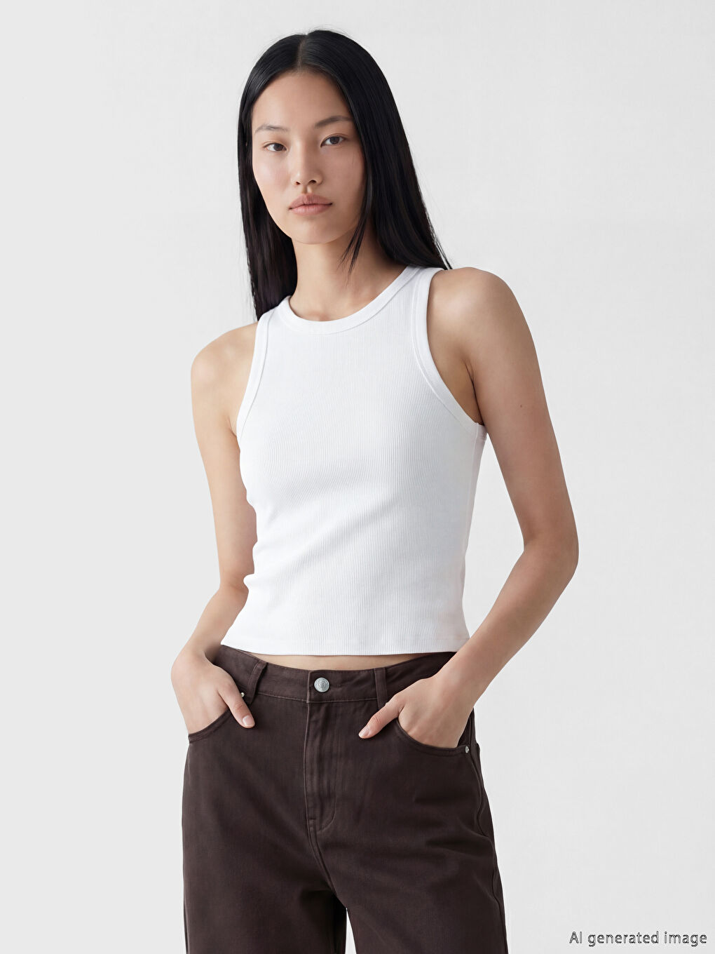 Beyaz Bisiklet Yaka Kadın Atlet