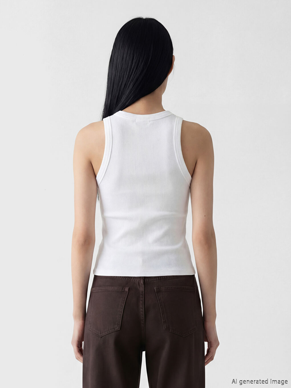 Beyaz Bisiklet Yaka Kadın Atlet-3