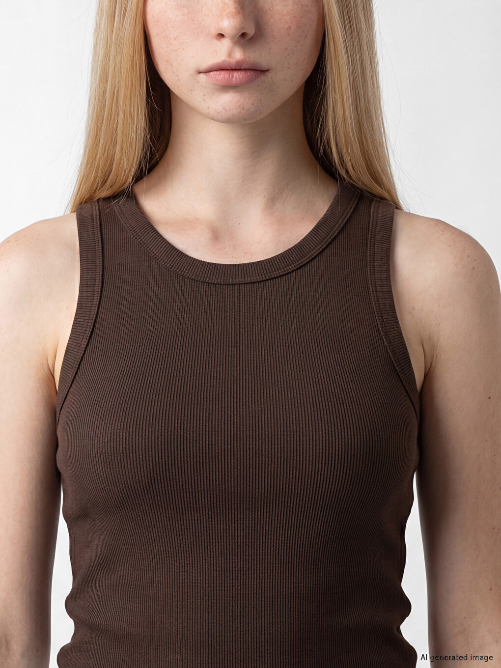 Crew Neck Women's Ribbed Tank Top-2