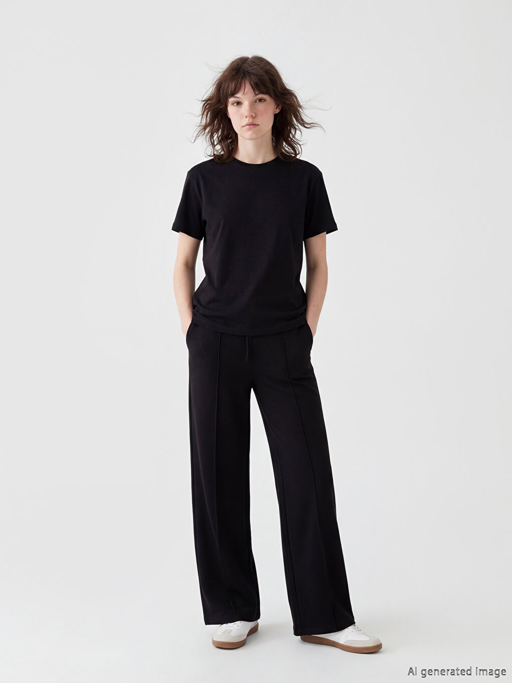 Siyah Beli Lastikli Soft Touch Kadın Eşofman Altı