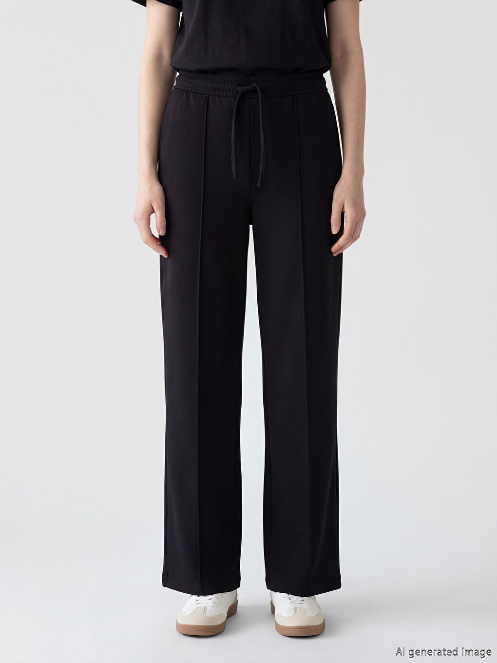 Siyah Beli Lastikli Soft Touch Kadın Eşofman Altı-1