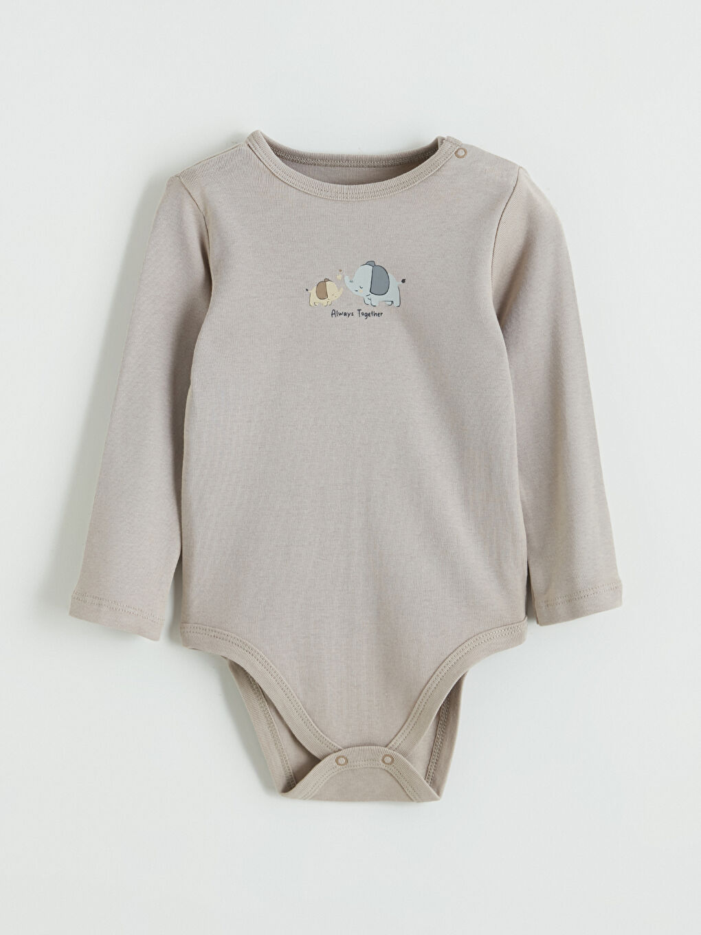 Bej Bisiklet Yaka Erkek Bebek Çıtçıtlı Body 2'li-4