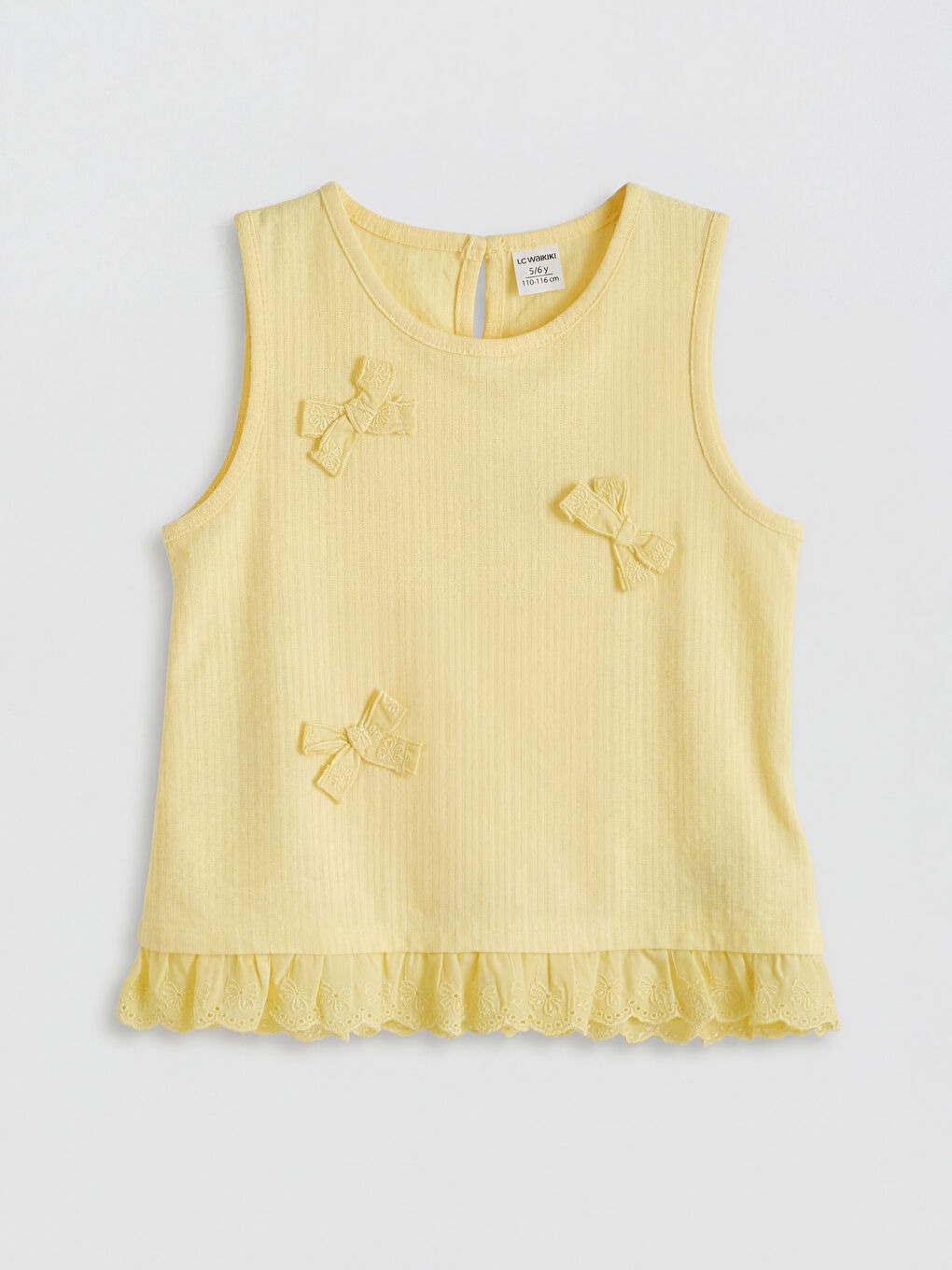 Sarı Fırfırlı ve Fiyonk Aplikeli Kız Çocuk Bluz ve Şort-1