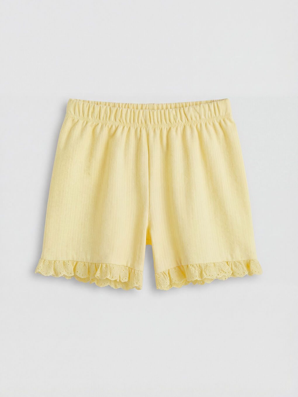 Sarı Fırfırlı ve Fiyonk Aplikeli Kız Çocuk Bluz ve Şort-3