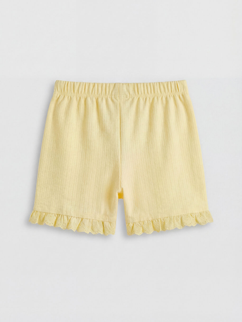 Sarı Fırfırlı ve Fiyonk Aplikeli Kız Çocuk Bluz ve Şort-4