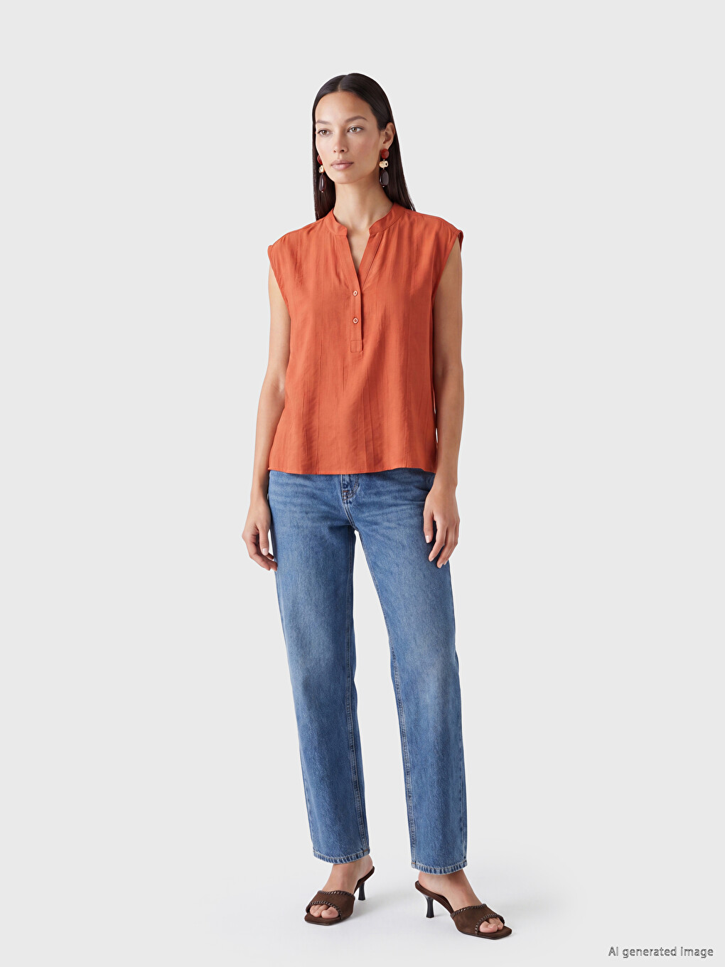 Notch Neck Textured Blouse-1
