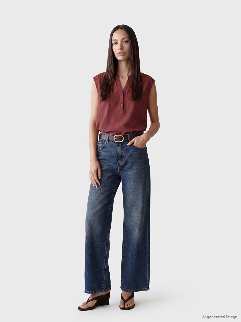 Notch Neck Textured Blouse-1
