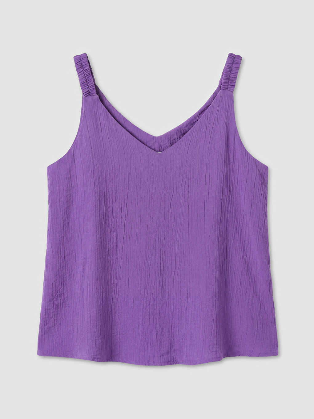 Mor V Yaka Dokulu Büzgülü Bluz