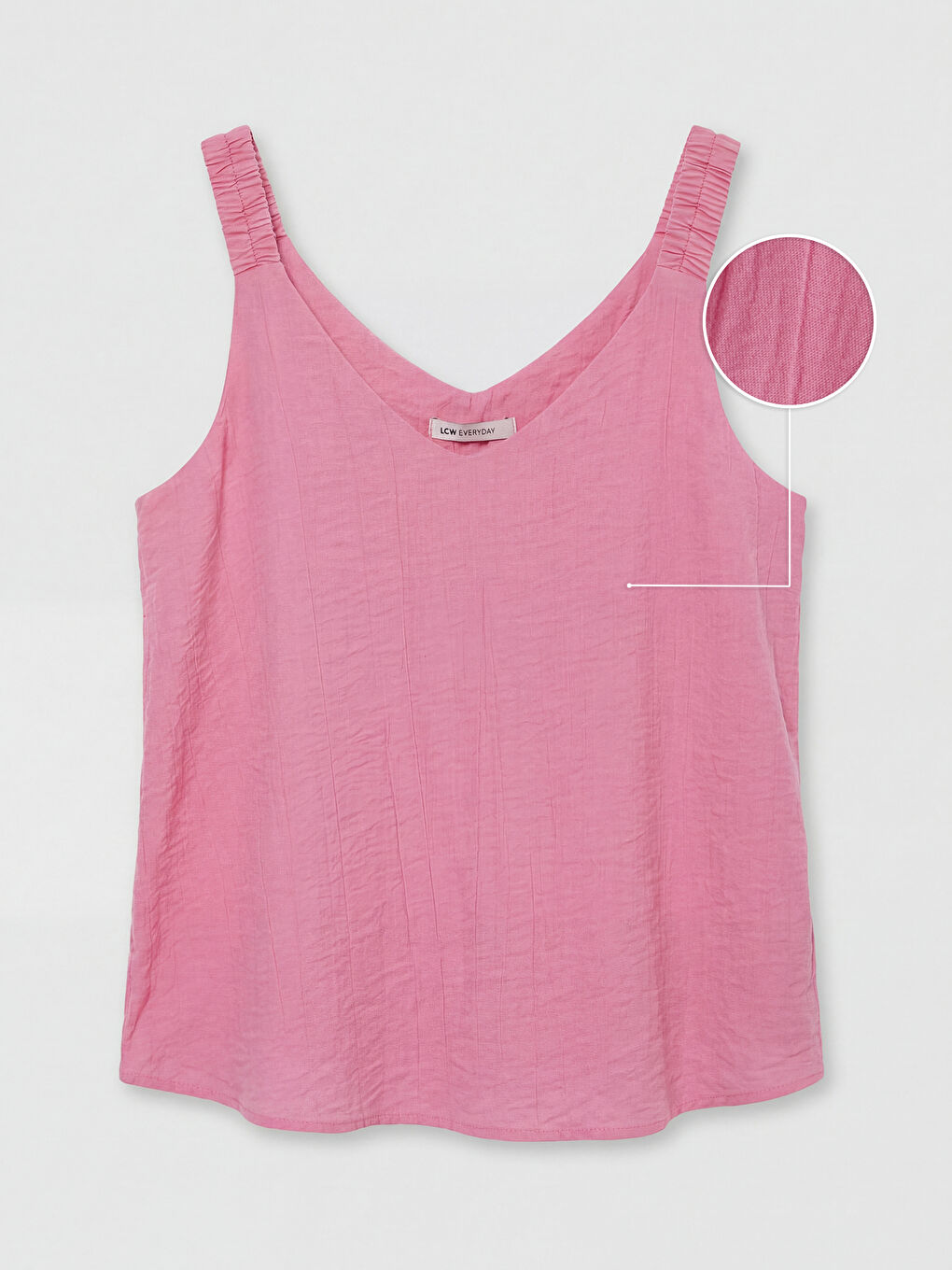 Pembe V Yaka Dokulu Büzgülü Bluz