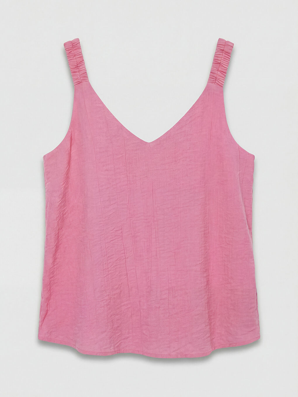 Pembe V Yaka Dokulu Büzgülü Bluz-1