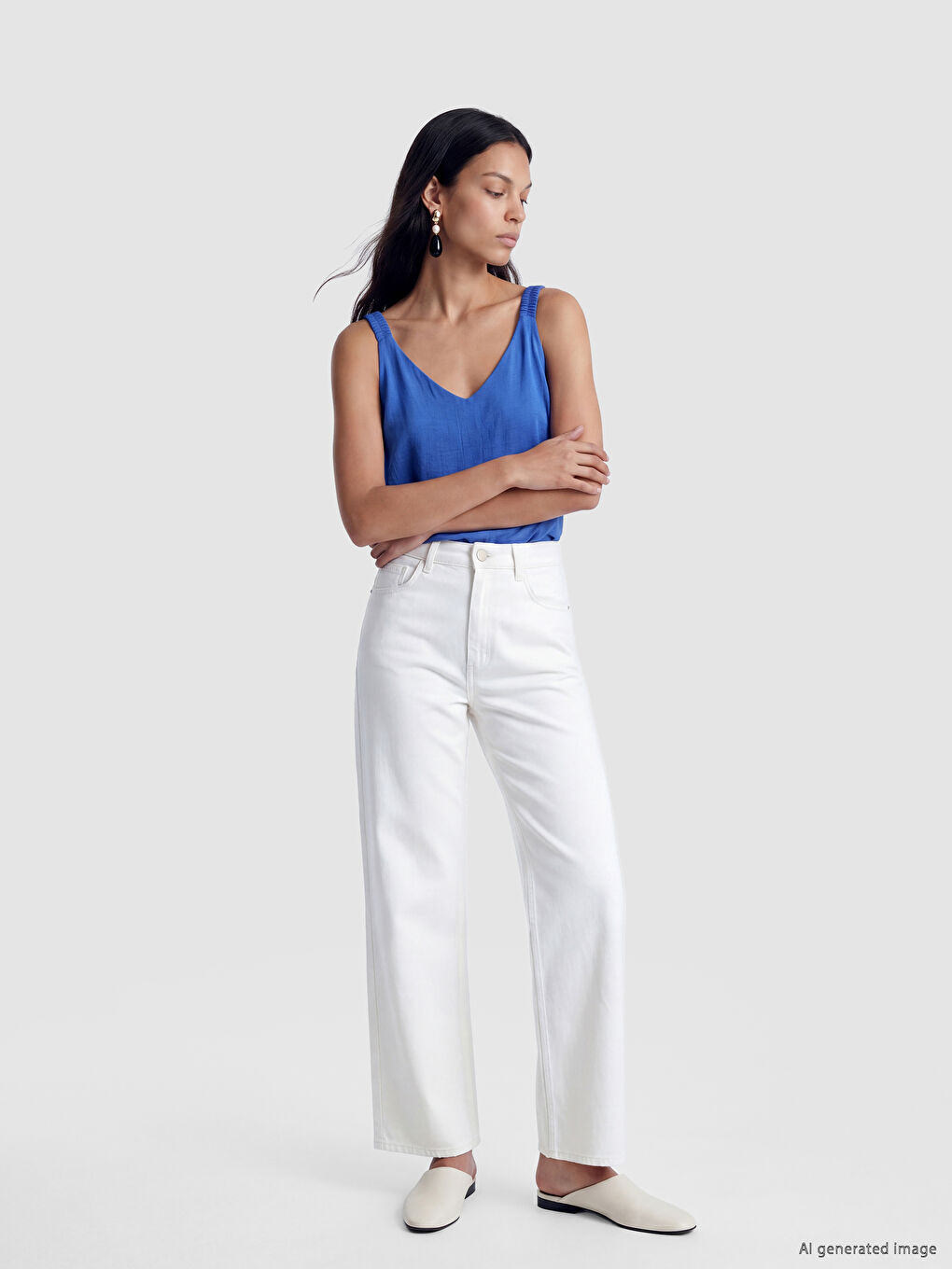 V Neck Textured Gathered Blouse-1