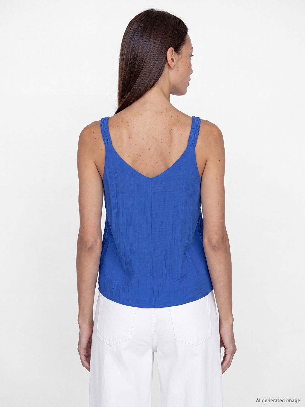 V Neck Textured Gathered Blouse-3