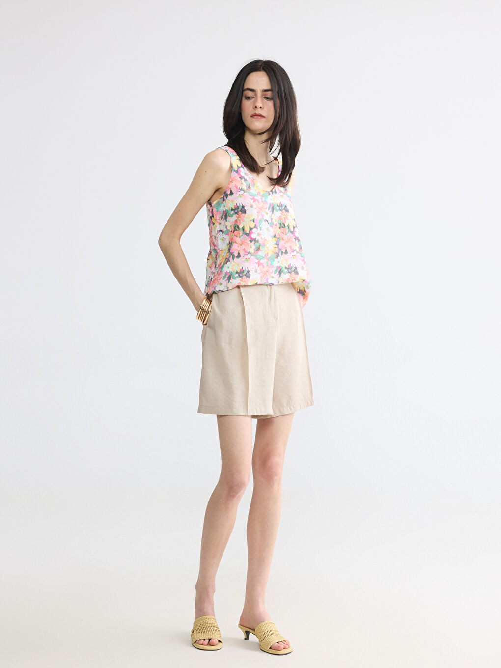 V Neck Floral Blouse-1