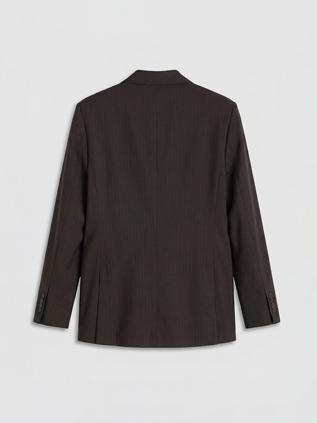 Kahverengi Regular Fit Çizgili Kruvaze Erkek Blazer Ceket-1