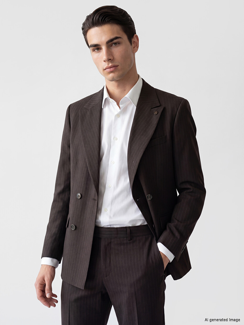 Regular Fit Striped Double Breasted Men's Blazer Jacket