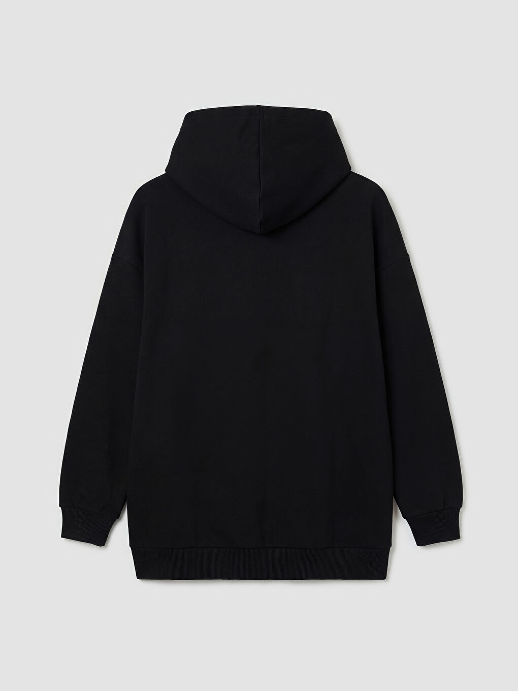 Siyah Kapüşonlu New York Baskılı Kadın Sweatshirt Tunik-1