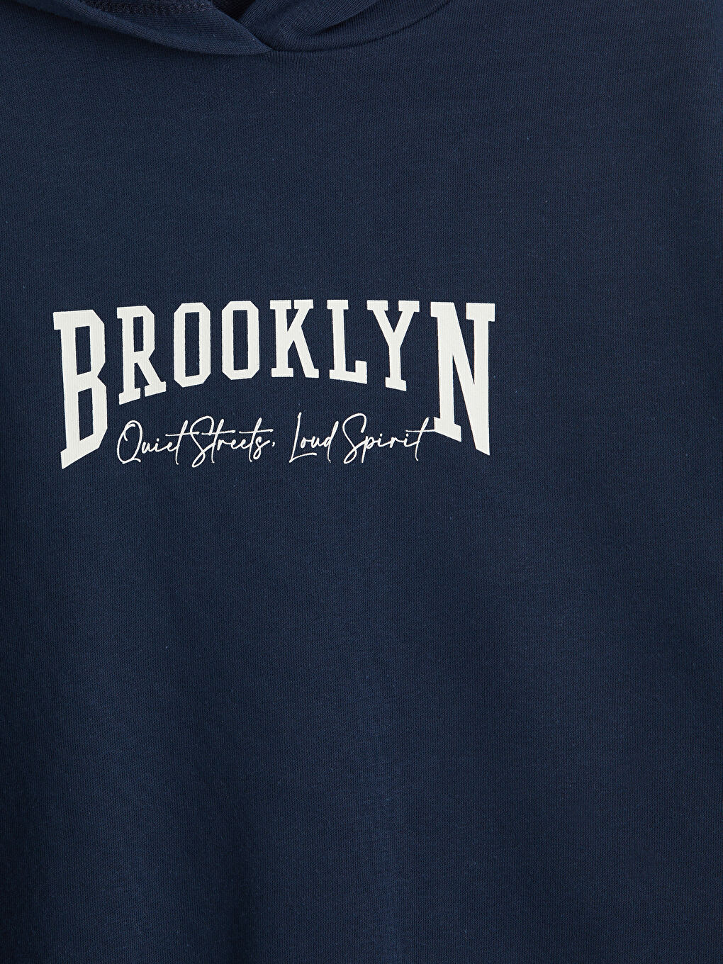 Lacivert Kapüşonlu Brooklyn Baskılı Kadın Sweatshirt Tunik-2