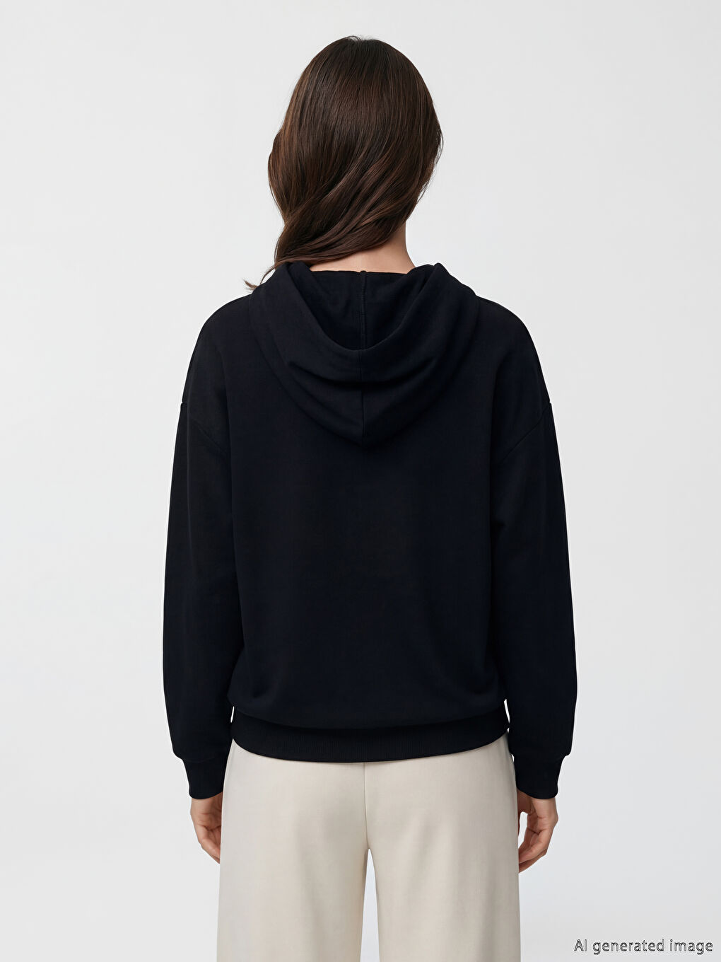 Siyah Kapüşonlu New York Baskılı Kadın Sweatshirt Tunik-2