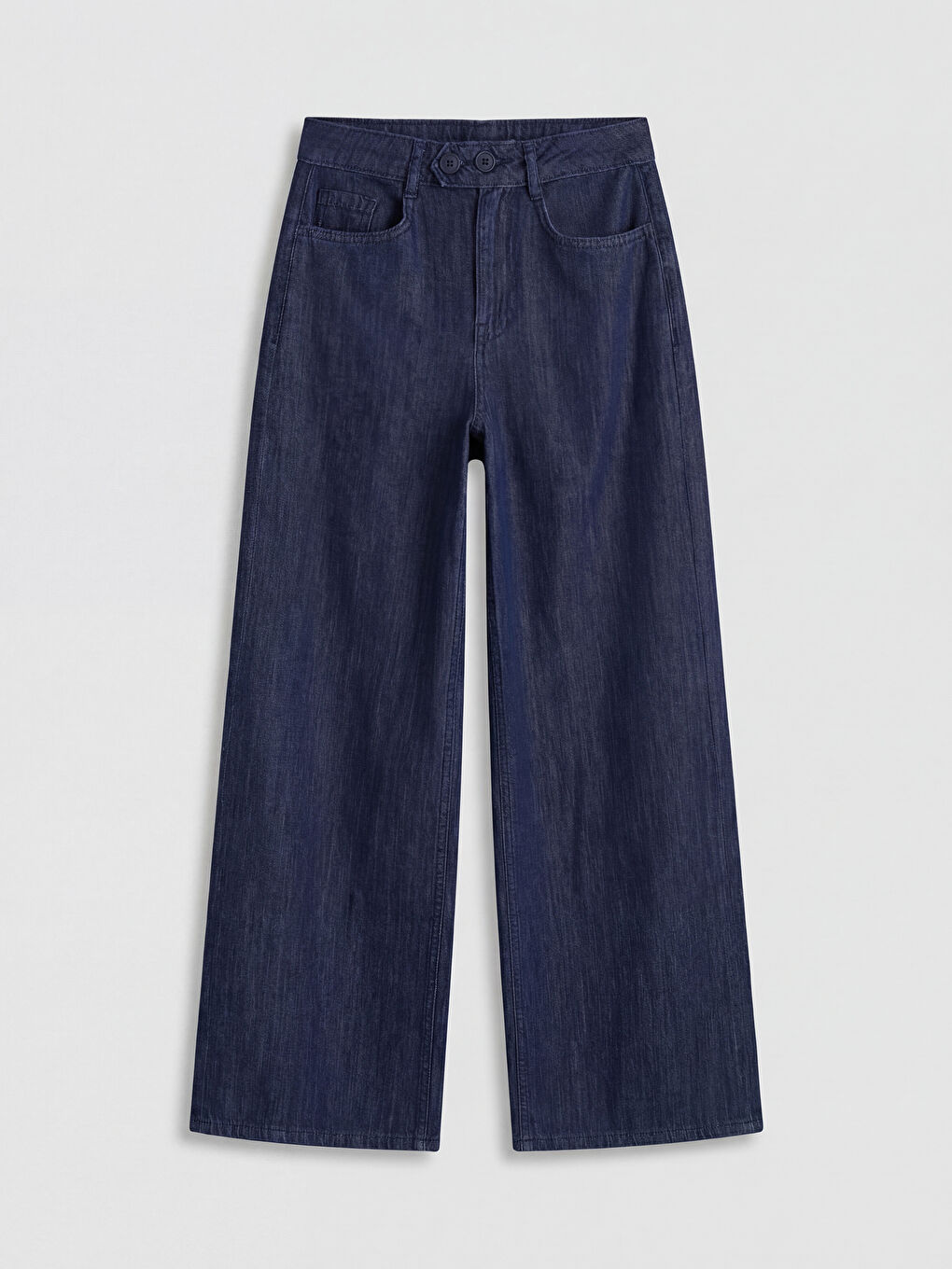 İndigo Yüksek Bel Wideleg Kadın Jean Pantolon-4