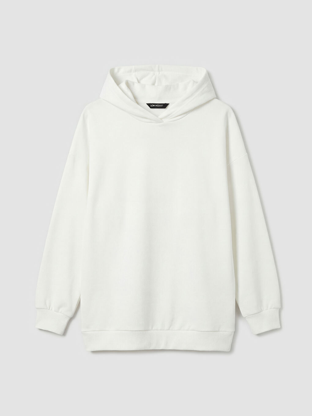 Ekru Kapüşonlu Kadın Sweatshirt Tunik