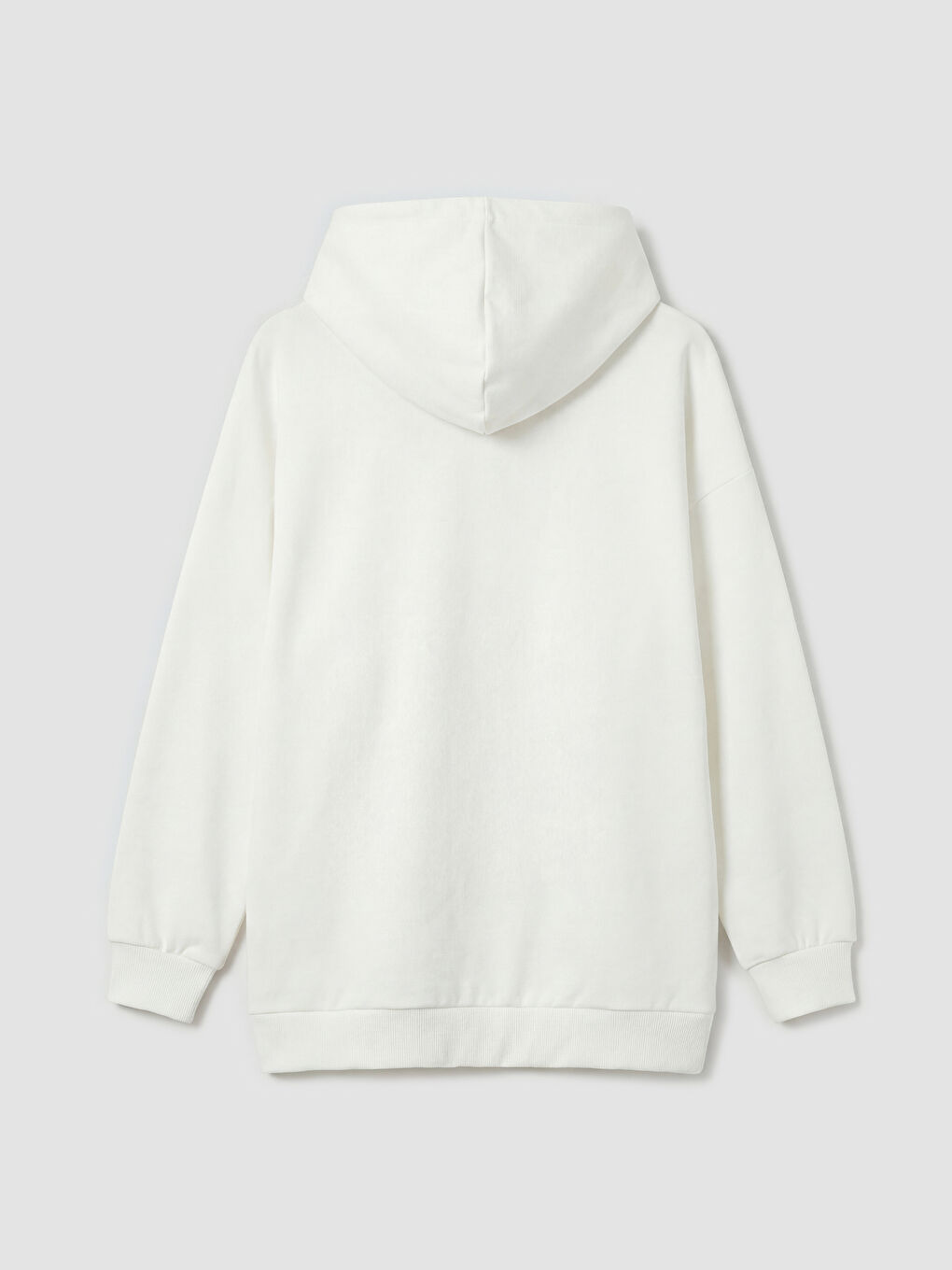 Ekru Kapüşonlu Kadın Sweatshirt Tunik-1