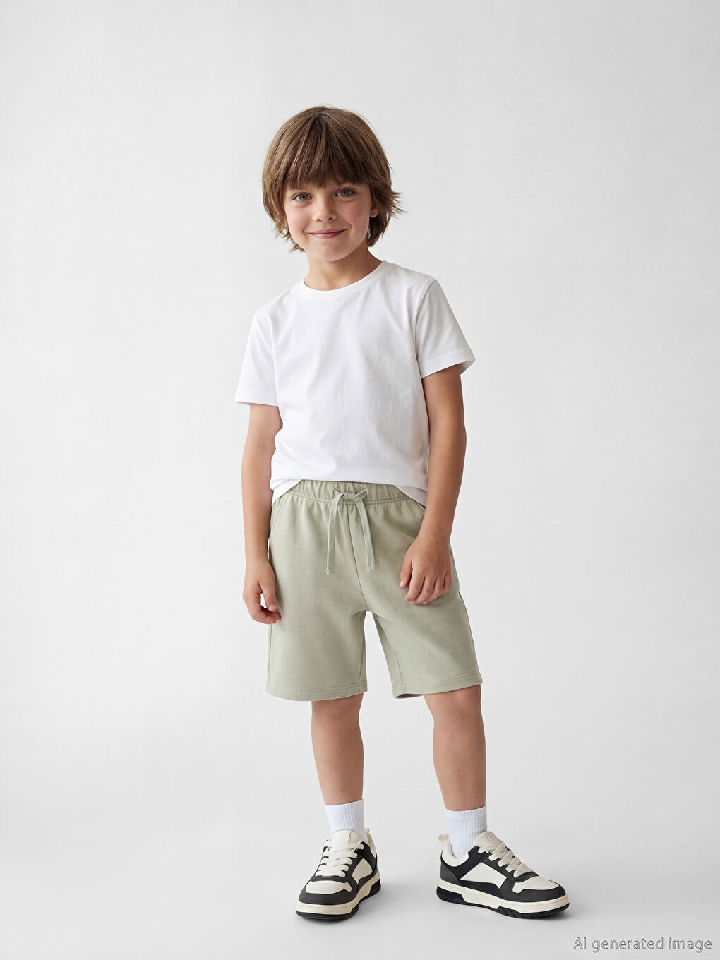 Antrasit Beli Bağcıklı Erkek Çocuk Şort 2'li-1