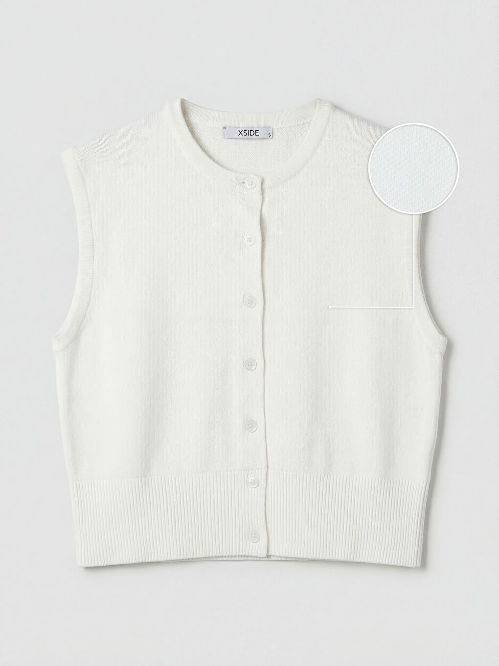 Ekru Bisiklet Yaka Kadın Triko Yelek