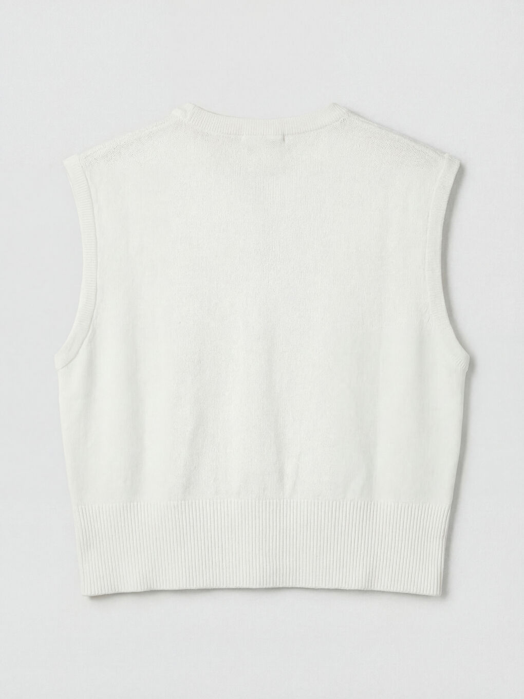 Ekru Bisiklet Yaka Kadın Triko Yelek-1