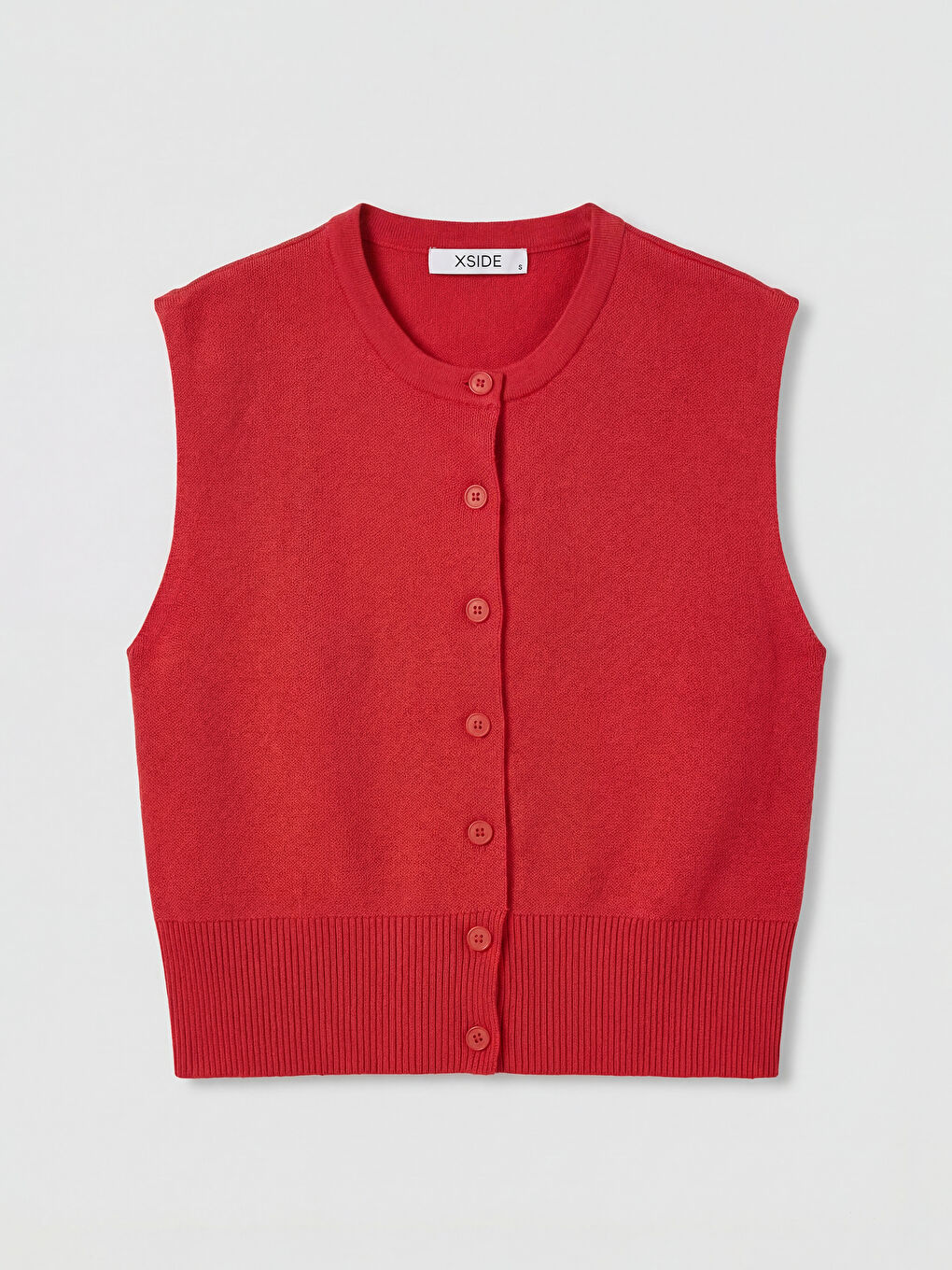 Kırmızı Bisiklet Yaka Kadın Triko Yelek