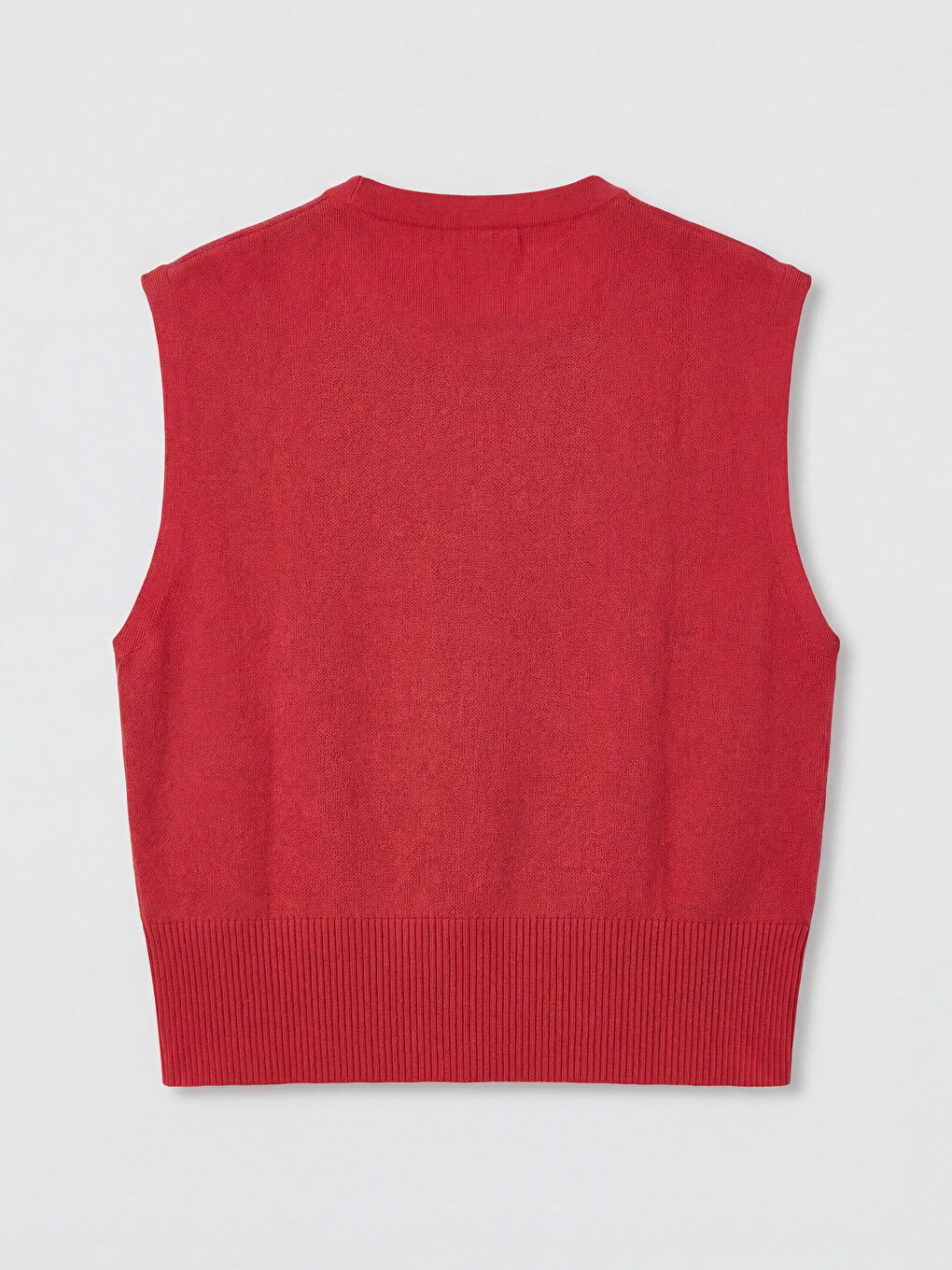 Kırmızı Bisiklet Yaka Kadın Triko Yelek-1