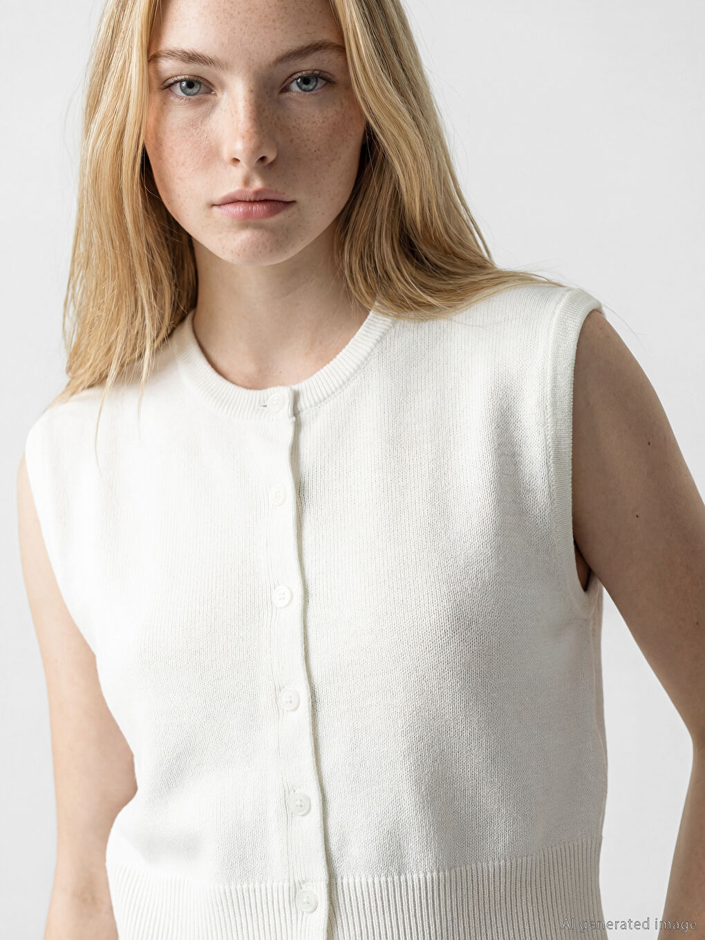 Crew Neck Women's Knitwear Waistcoat-2