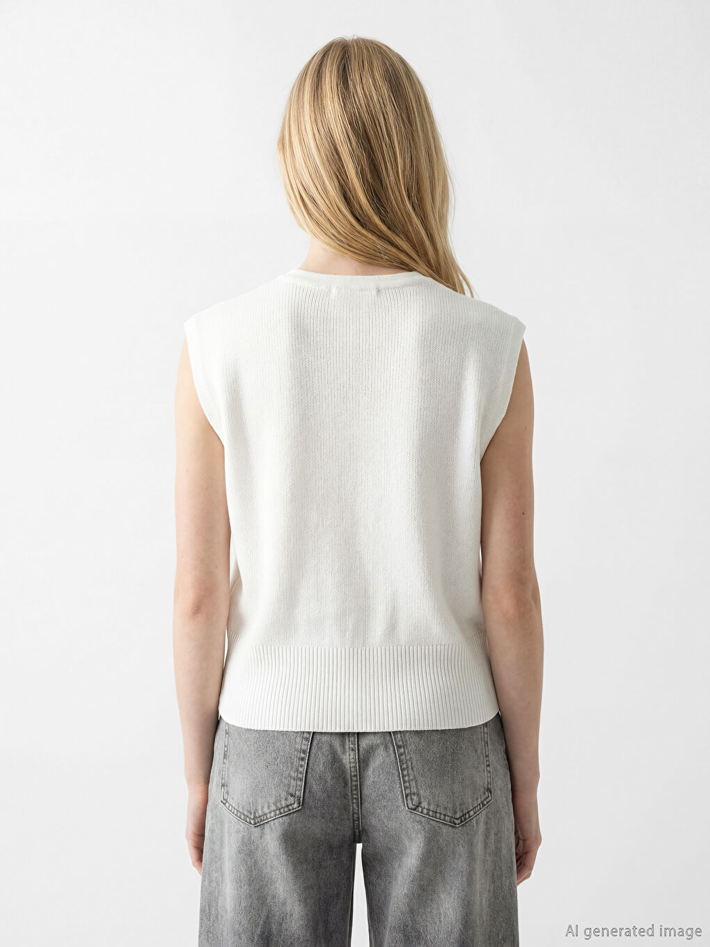 Crew Neck Women's Knitwear Waistcoat-3