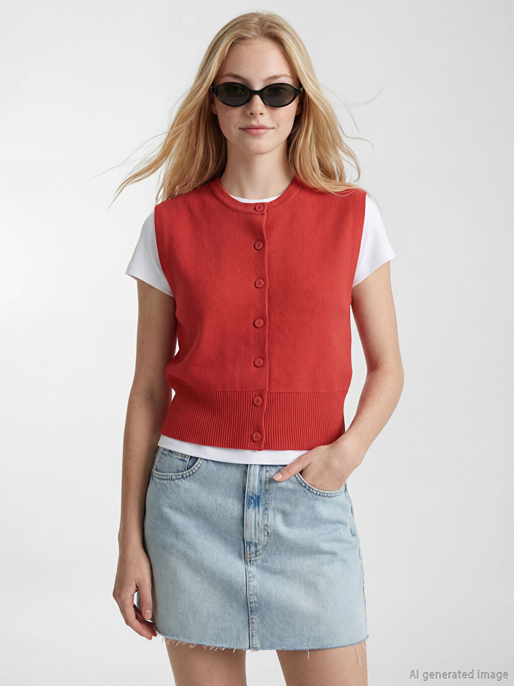 Crew Neck Women's Knitwear Waistcoat