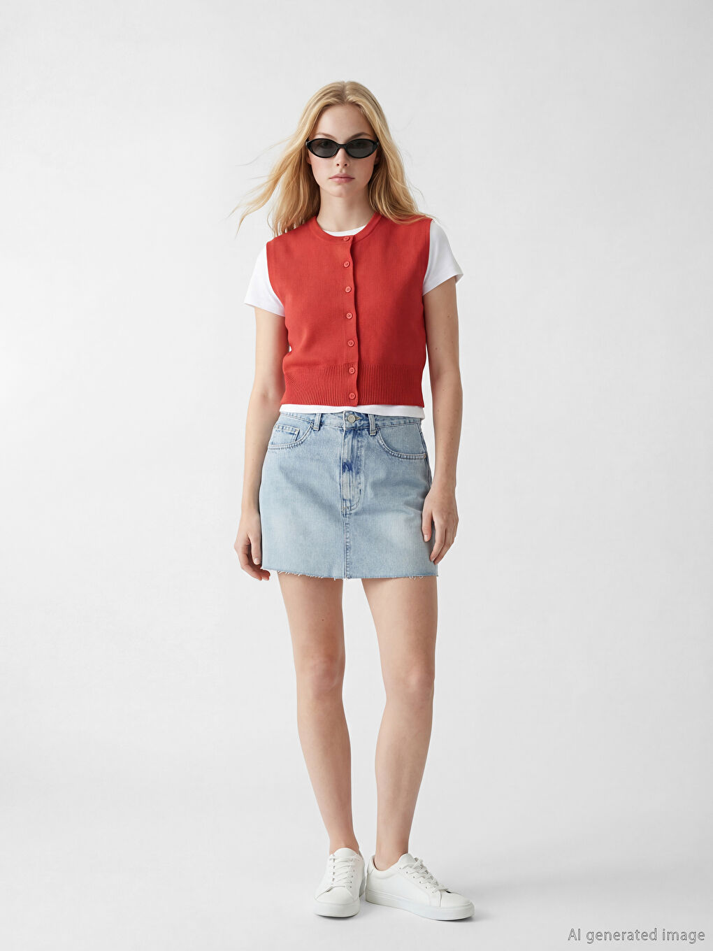 Crew Neck Women's Knitwear Waistcoat-1