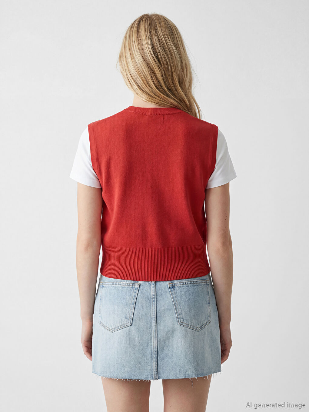 Crew Neck Women's Knitwear Waistcoat-3